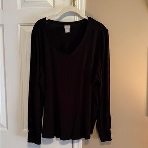 Chico's Black Long Sleeve V-Neck Top